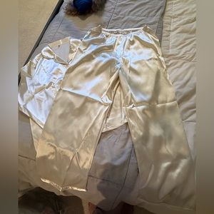 White Silky Material Pajamas